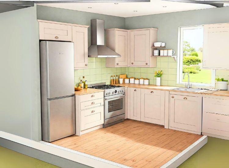 2BHK house plan with kitchen placement in southeast or northwest direction for optimal flow