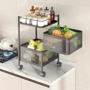 KWER Kitchen Trolley Square Onion Baskets for Storage Layer