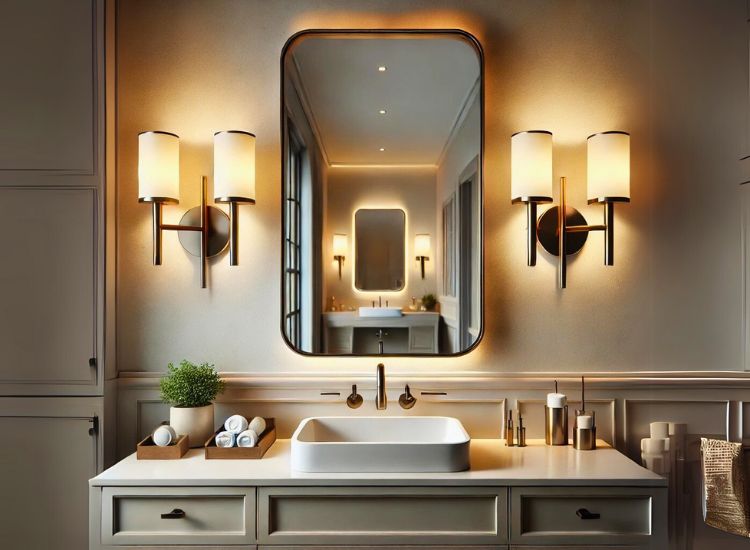 Modern Bathroom with Either Side Wall Sconce