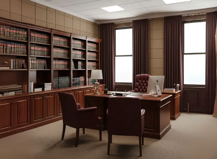 A real-life advocate office setup reflecting corporate office interior design with functional zones and modern office interior design aesthetics.