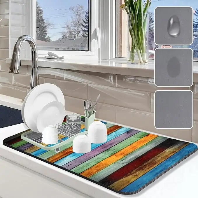 VHKD Dish Drying mat for Kitchen Water Absorbent Mats