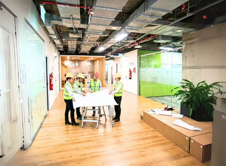 Company interior designs ensuring safety and compliance in corporate office spaces
