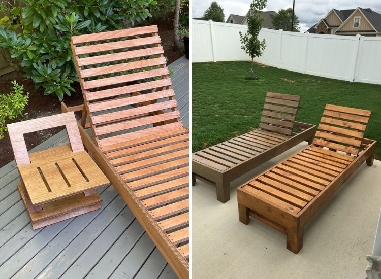 A wooden chair and bench on a deck made of Marine Plywood or a Combination of BWP and BWR