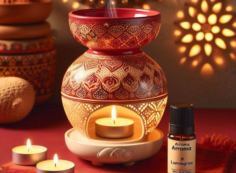 The AirRoma Ceramic Aroma Red Air Diffuser Burner creating a soothing atmosphere