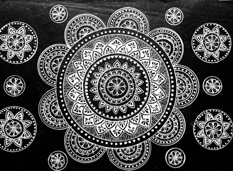 Intricate mandala rangoli design showcasing beautiful patterns and , creating a serene ambiance for Diwali