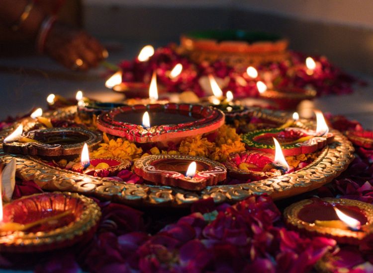 23. Diwali Traditional diyas lighting