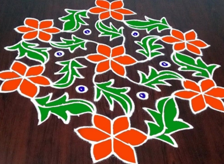 Colorful dot rangoli with creative designs, showcasing a blend of symmetry and artistry, perfect for adding a festive touch.