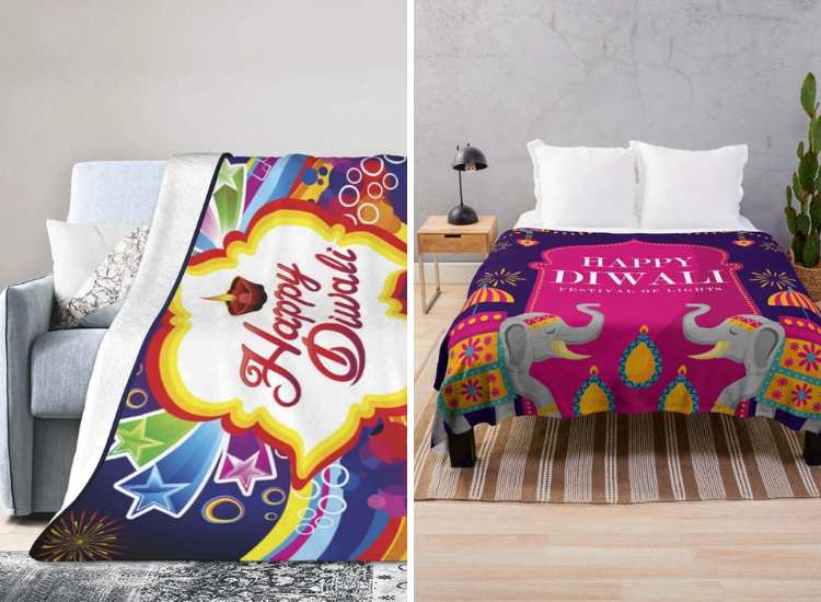 7. Diwali themed throw blankets decor