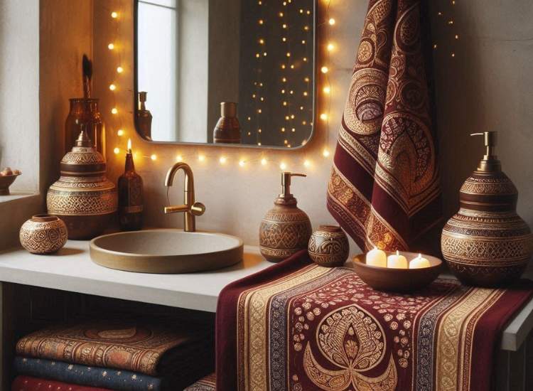 Diwali Bathroom mirror and vanity decor