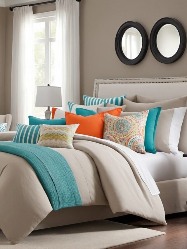 Bedding Pillows Neutral Base with Pops