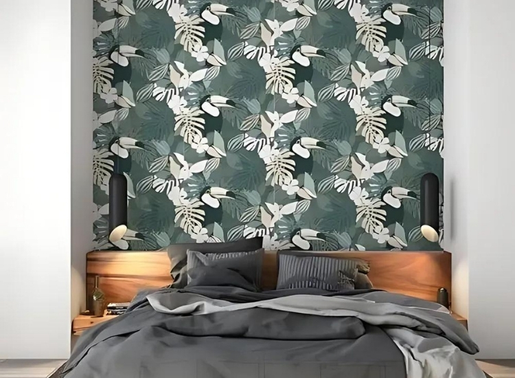 PVC wallpaper in tropical print