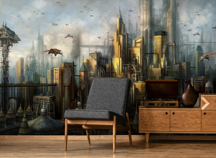 Video game scene buildings wallpaper
