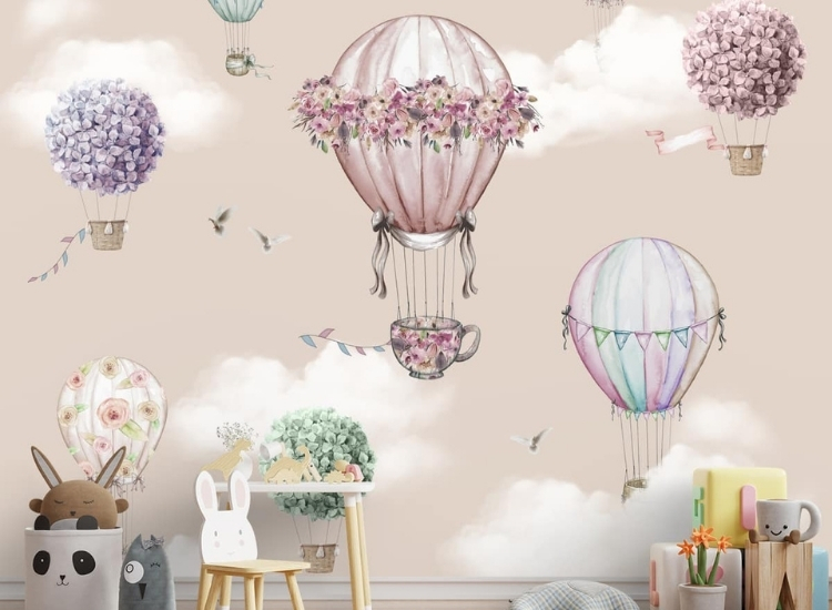 Floral balloon bouquet wallpaper