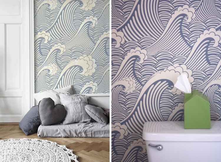 11. Nautical-themed wallpaper design