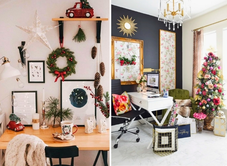 "Deck your office walls for the holidays with festive wreaths, garlands, and holiday-themed artwork."