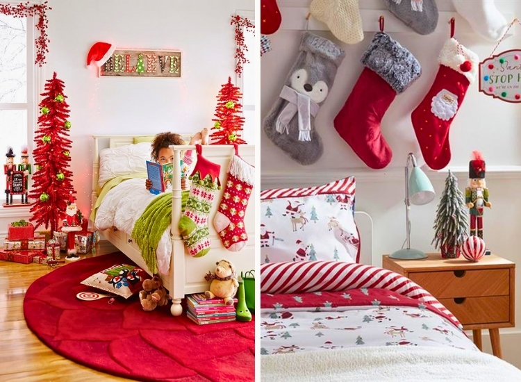 Hanging colourful stockings for each child is a festive tradition that adds excitement and charm to your kids room