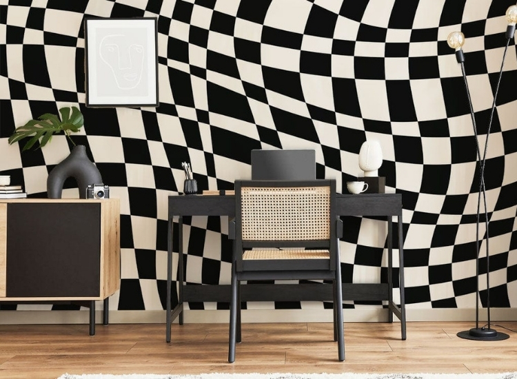 Monochrome checkerboard wallpaper