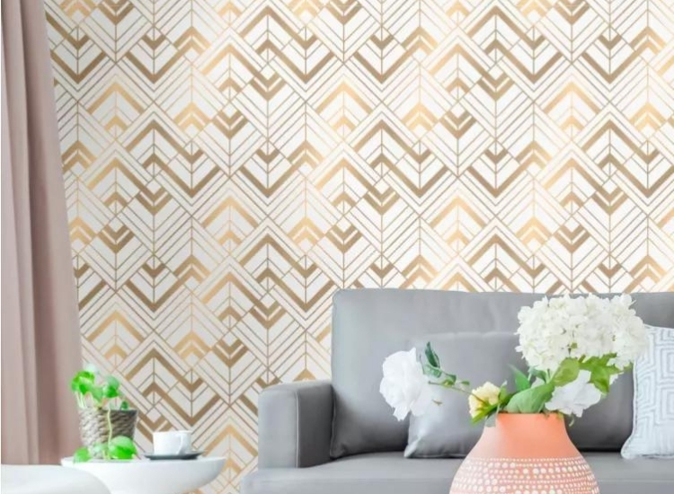 Diamond plate metal gold tone wallpaper