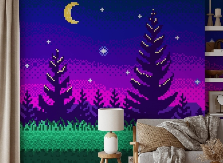 Digital pattern pixel art wallpaper