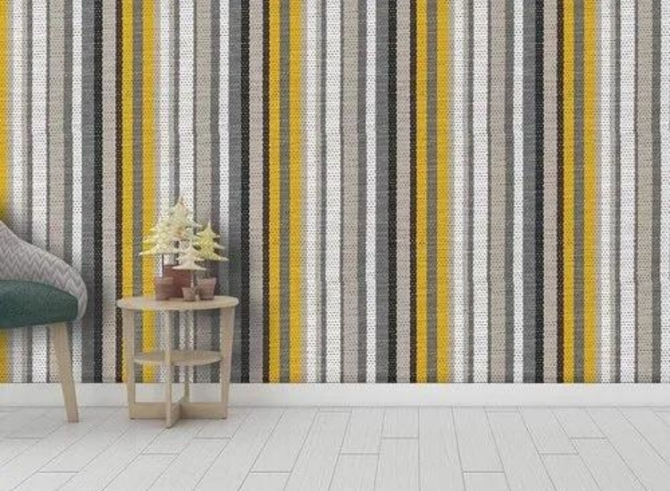 Multi coloured striped wallpaper