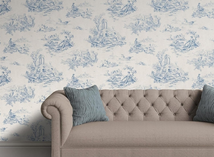 5. Toile de Jouy vintage wallpaper