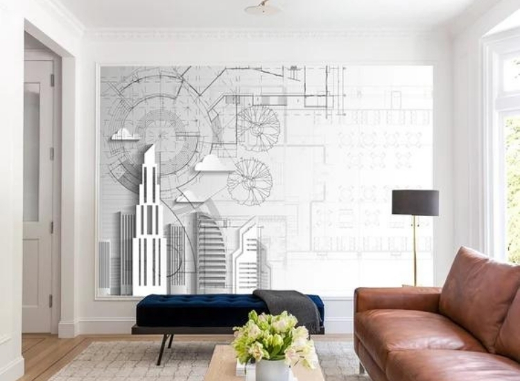 Architectural blueprint wallpaper