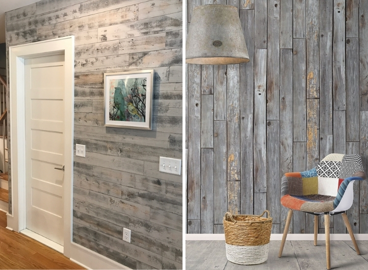 Distressed Wood Finish wallpaper