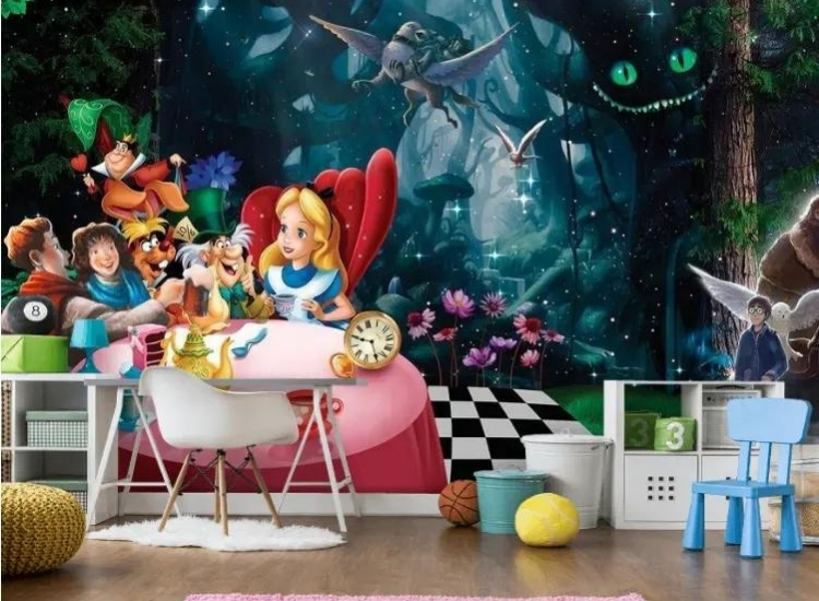 Wonderland cartoon characters wallpaper