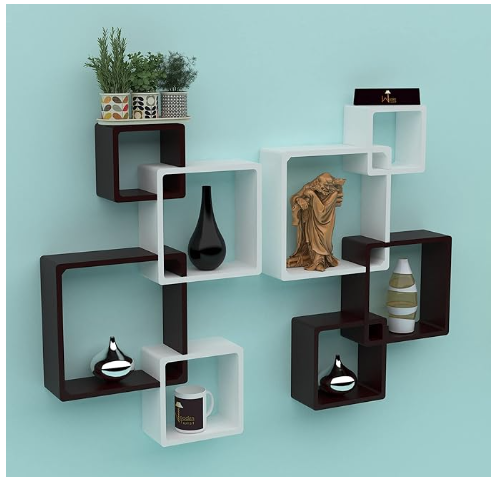 Wooden Intersecting Wall Shelves