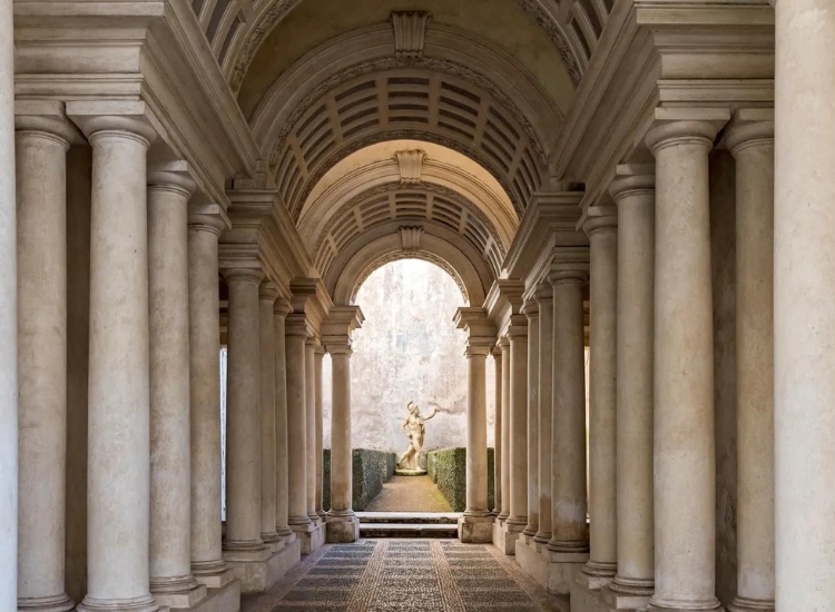 Maintaining a harmonious design in small hallway using Trompe-l'oeil design