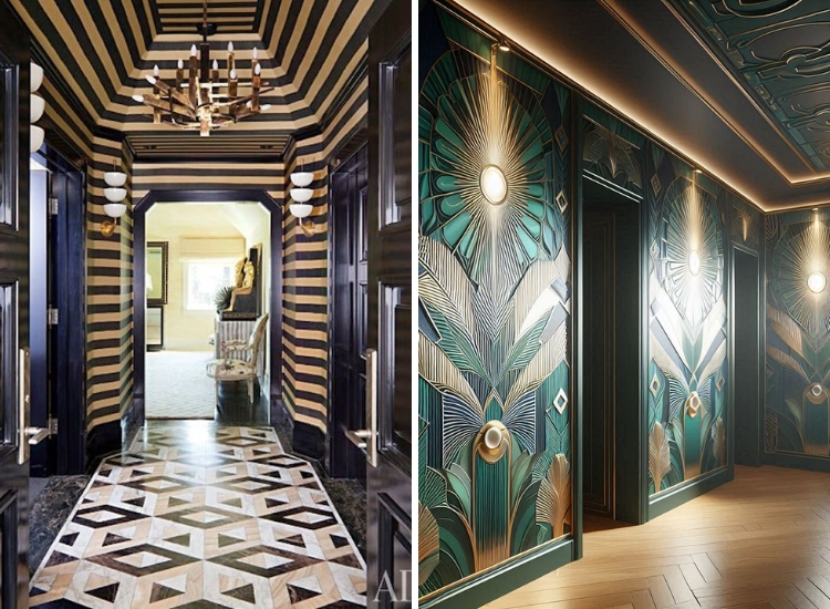 Deco hallway wallpaper using in a medium-sized hallway