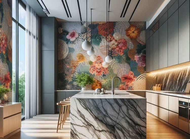 Texture and Dimension Kitchen Wallpaper