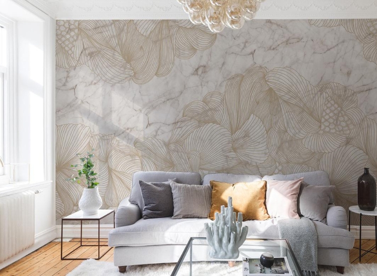 Opulent marble hallway wallpaper design for modern interiors