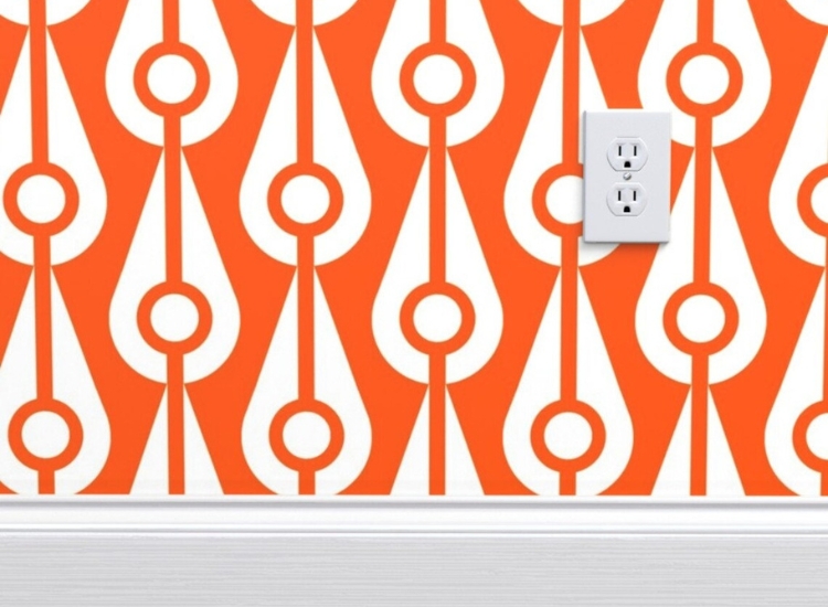 Orange and white colored commercial grade wallpaper