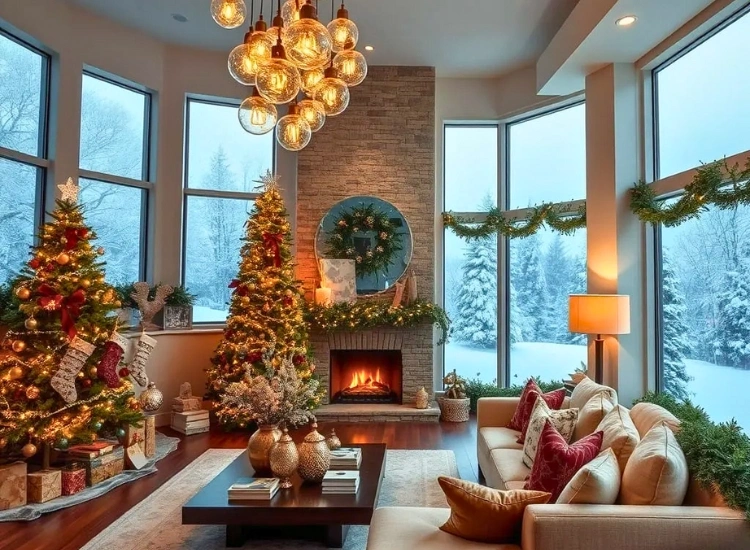 "Achieve a magical starry-night effect with cluster pendant lights, adding a whimsical and enchanting glow to your Christmas home decor."
