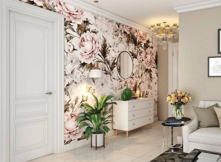 "Create a calming vibe with botanical living room wallpaper design, using wallpaper for living room to enhance your decor ideas with nature-inspired accents."