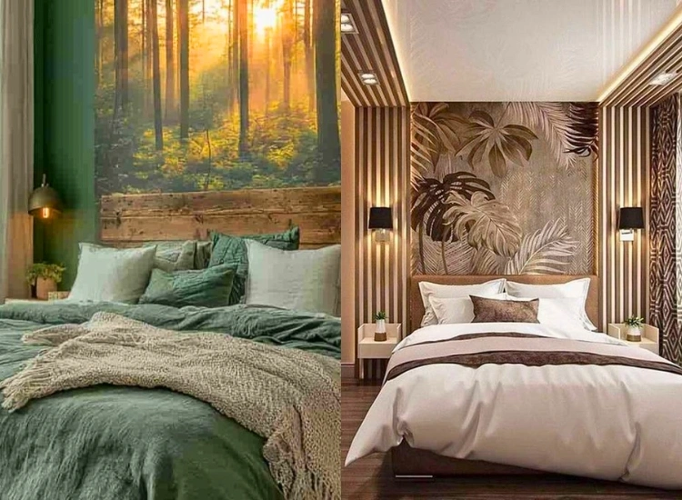 "Bring the outdoors in with tranquil nature murals as part of your bedroom wallpaper design for serene bedroom decor."