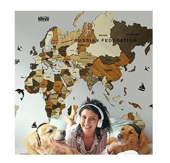 Wooden World Map Wall