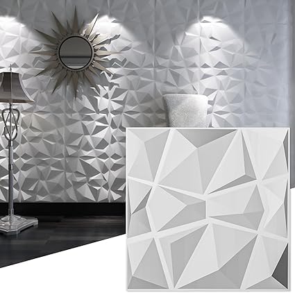 ARMOURY Decorative 3D Wall Panels Diamond Design Pack of 12 Tiles 32 Sq Ft (Plant Fiber)