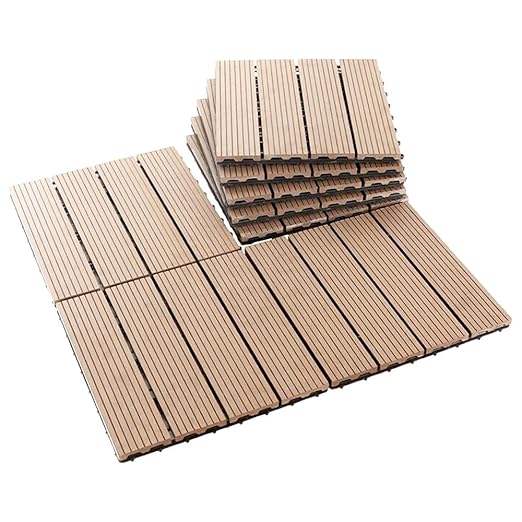 YORWAN Tiles with Interlocking | Floor Decking Water Resistant Tile for Balcony, Terrace, Garden, Poolside | Quick Flooring Solution for Indoor/Outdoor 12 x 12 Inches Pack of (8)