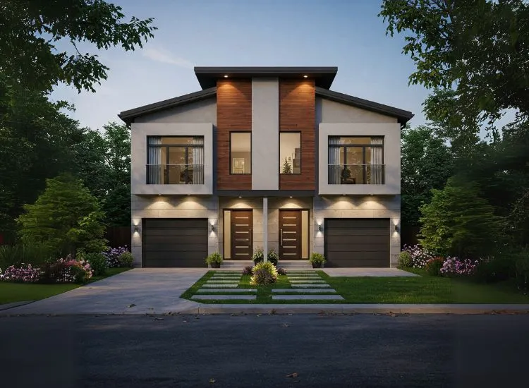 Find the perfect modern duplex house design with elegant duplex house interiors, smart upper floor layouts, and contemporary aesthetics.