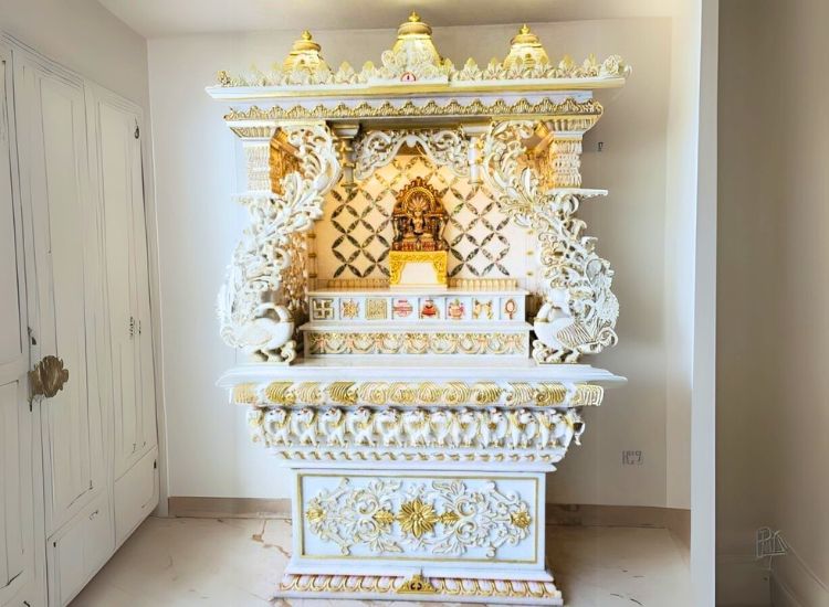 12. Marble Mandir with Mosaic Patterns
