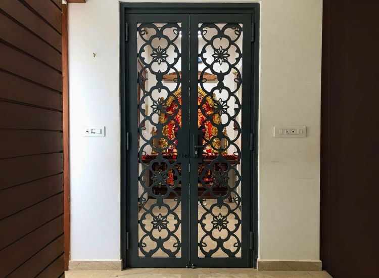 17. Mandir Door With Decorative Metal Grill