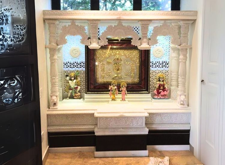 2. Refined Marble Mandir Design