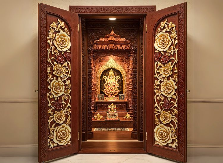 Floral Motif Double Doors Design.