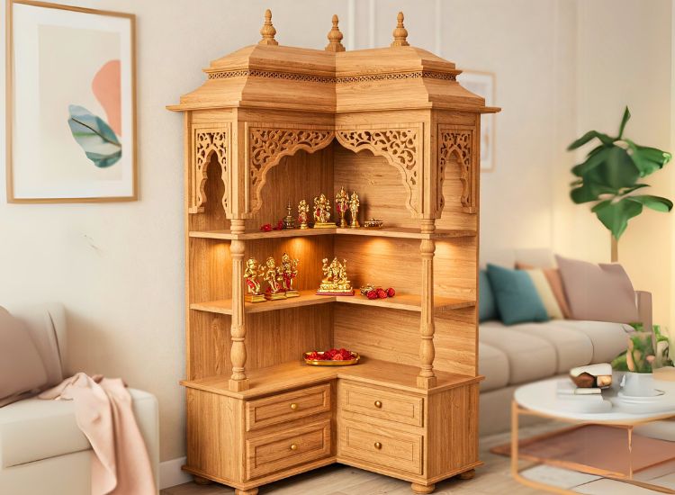 4. Open Shelf Pooja Mandir