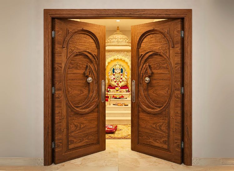 Veneered Plywood Double Doors.