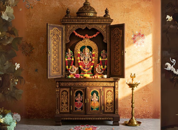 South Indian Style Pooja Cabinet design