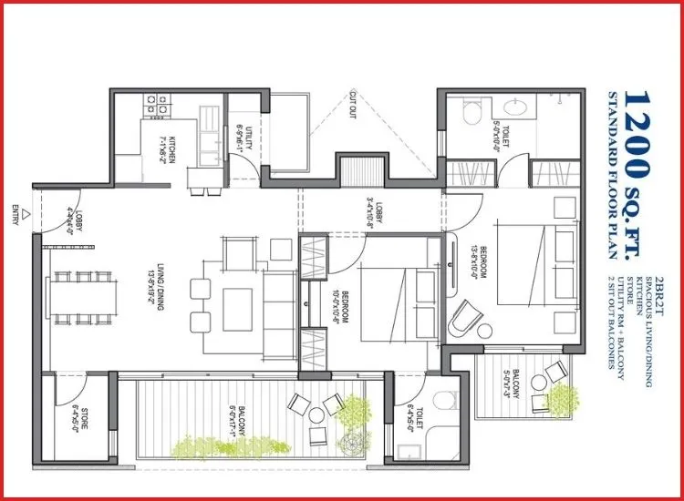 Discover spacious 2BHK house plans for 1000+ sq ft plots, featuring luxury designs, functional layouts, and modern living spaces.