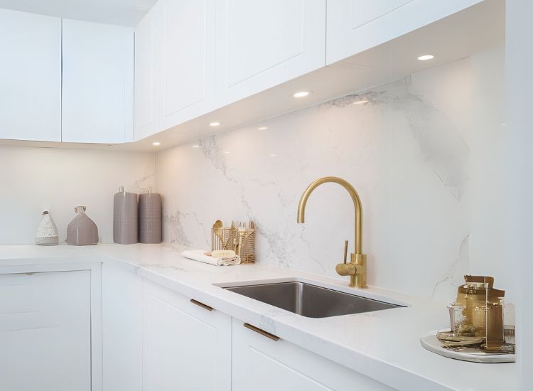 7. Carrara marble kitchen countertop backsplash